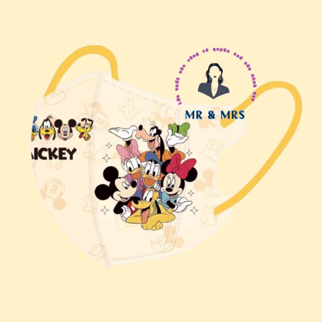 2025 ( Set 10/60c) Khẩu Trang Hoạt Hình Mickey cho bé 4-12T