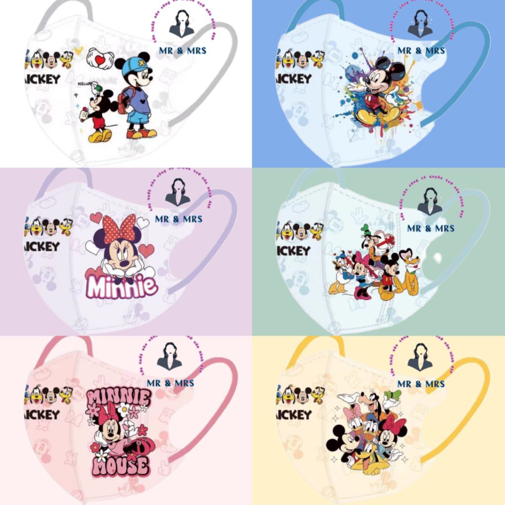 2025 ( Set 10/60c) Khẩu Trang Hoạt Hình Mickey cho bé 4-12T