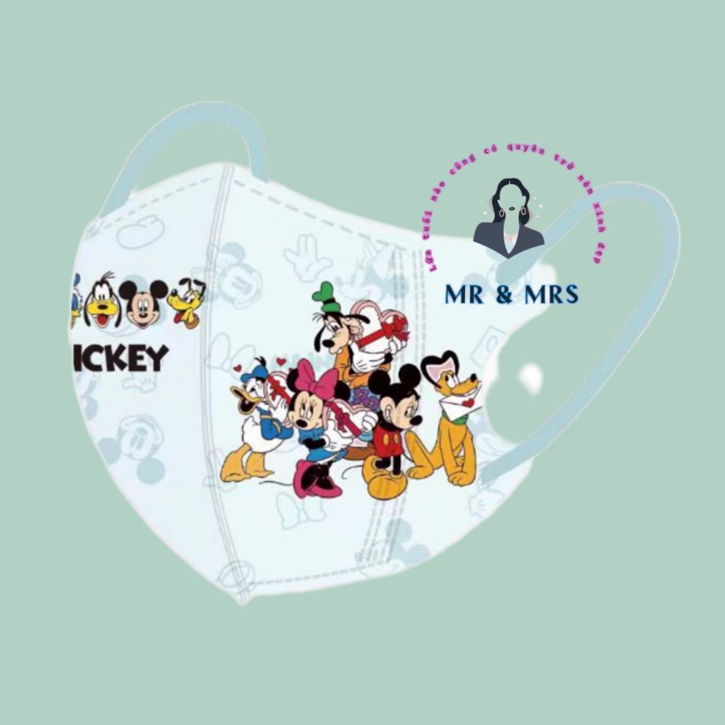 2025 ( Set 10/60c) Khẩu Trang Hoạt Hình Mickey cho bé 4-12T