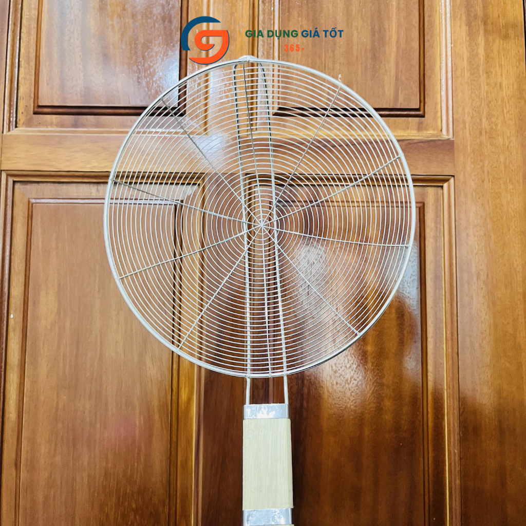 Vợt chiên inox cán gỗ- vợt vớt đồ chiên, ráo dầu, dụng cụ nhà bếp tiện lợi