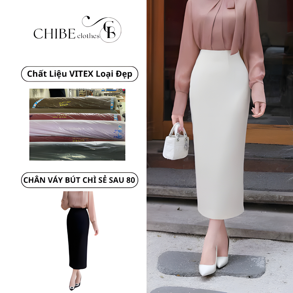 Chân Váy Bút Chì Cạp Liền 85cm-95cm SHOPNGOCTRANG19 Chất Liệu Vitex 2 lớp.