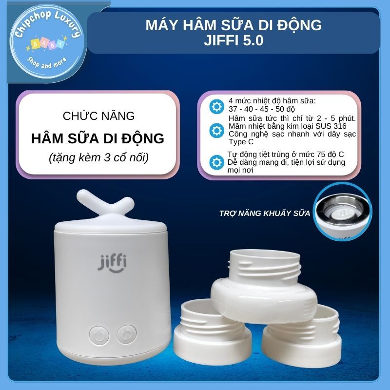 Máy hâm sữa di động cầm tay jiffi 5.0 kết hợp khuấy sữa bảo hành chính hãng 12 tháng chipchop luxury