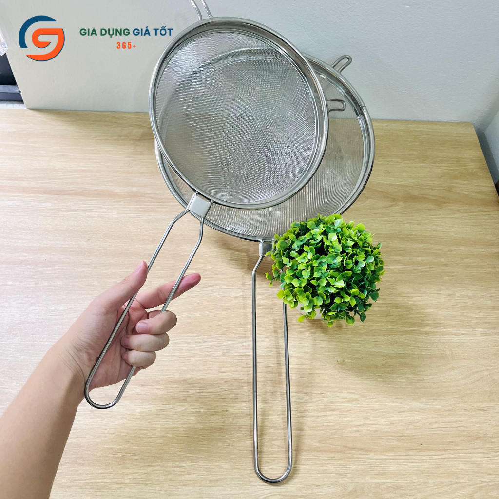 Rây lọc inox siêu mịn cán dài - rây lọc bột, lọc nước, đa năng nhà bếp