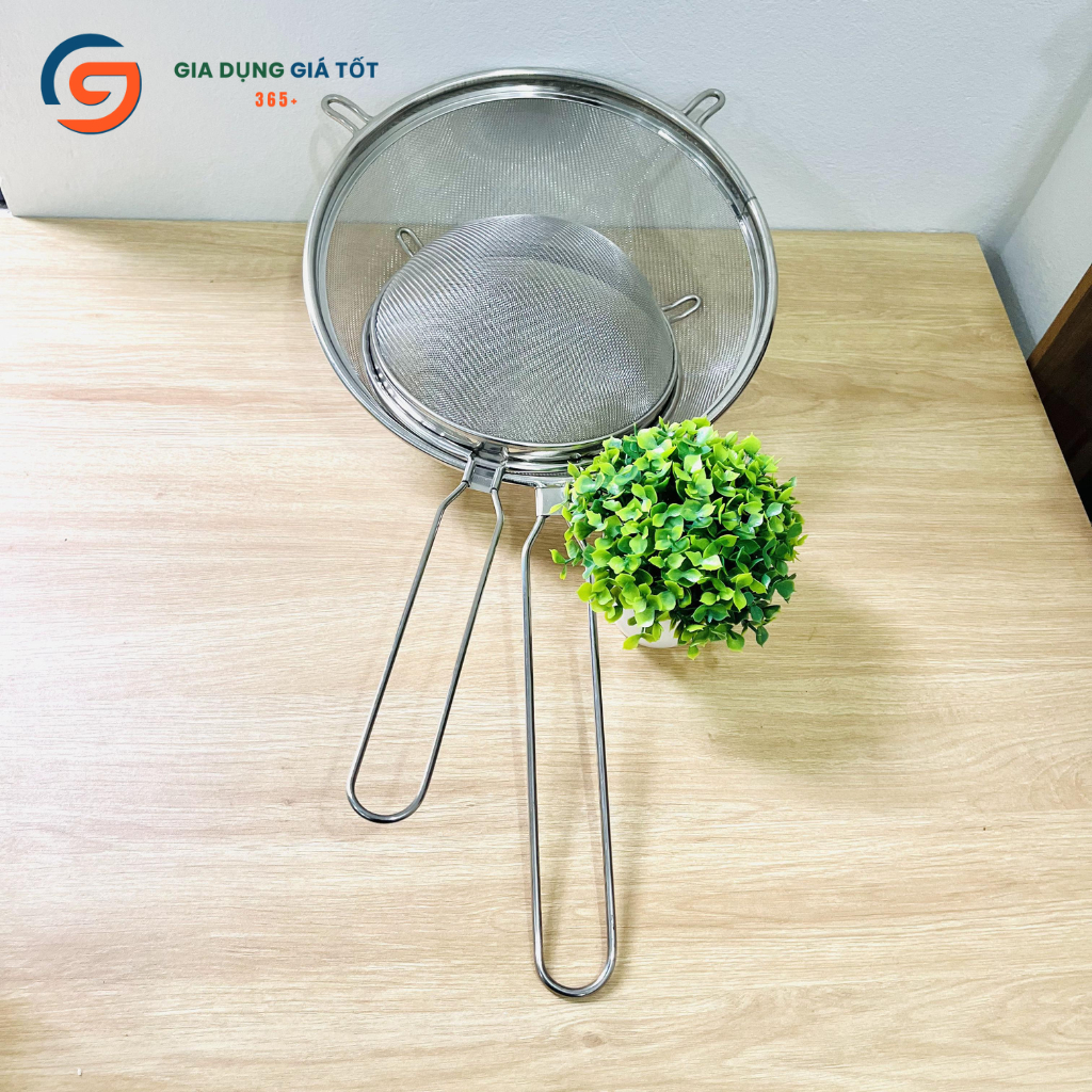 Rây lọc inox siêu mịn cán dài - rây lọc bột, lọc nước, đa năng nhà bếp