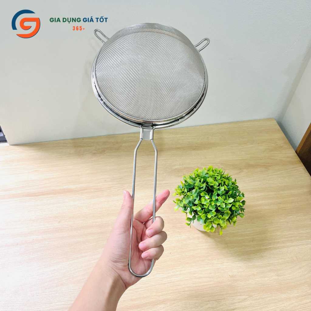 Rây lọc inox siêu mịn cán dài - rây lọc bột, lọc nước, đa năng nhà bếp