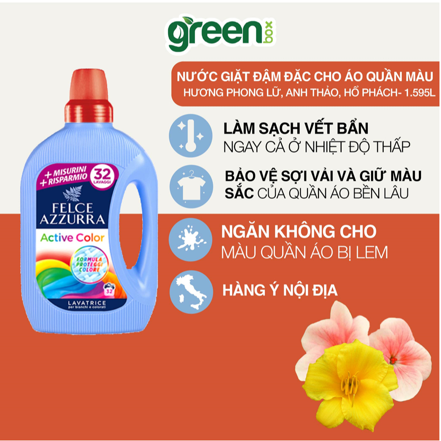 Nước giặt đậm đặc hương nước hoa cao cấp Felce Azzura - 1595 ml - NK Ý