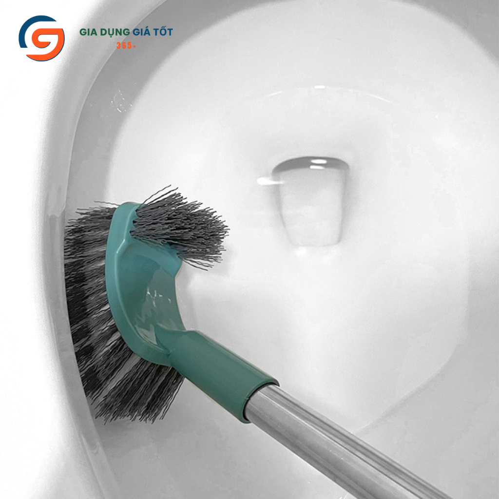 Cọ toilet 2 mặt gập góc có cán dài  - cây chà bồn cầu nhà vệ sinh, bàn chải cọ toilet lông cứng