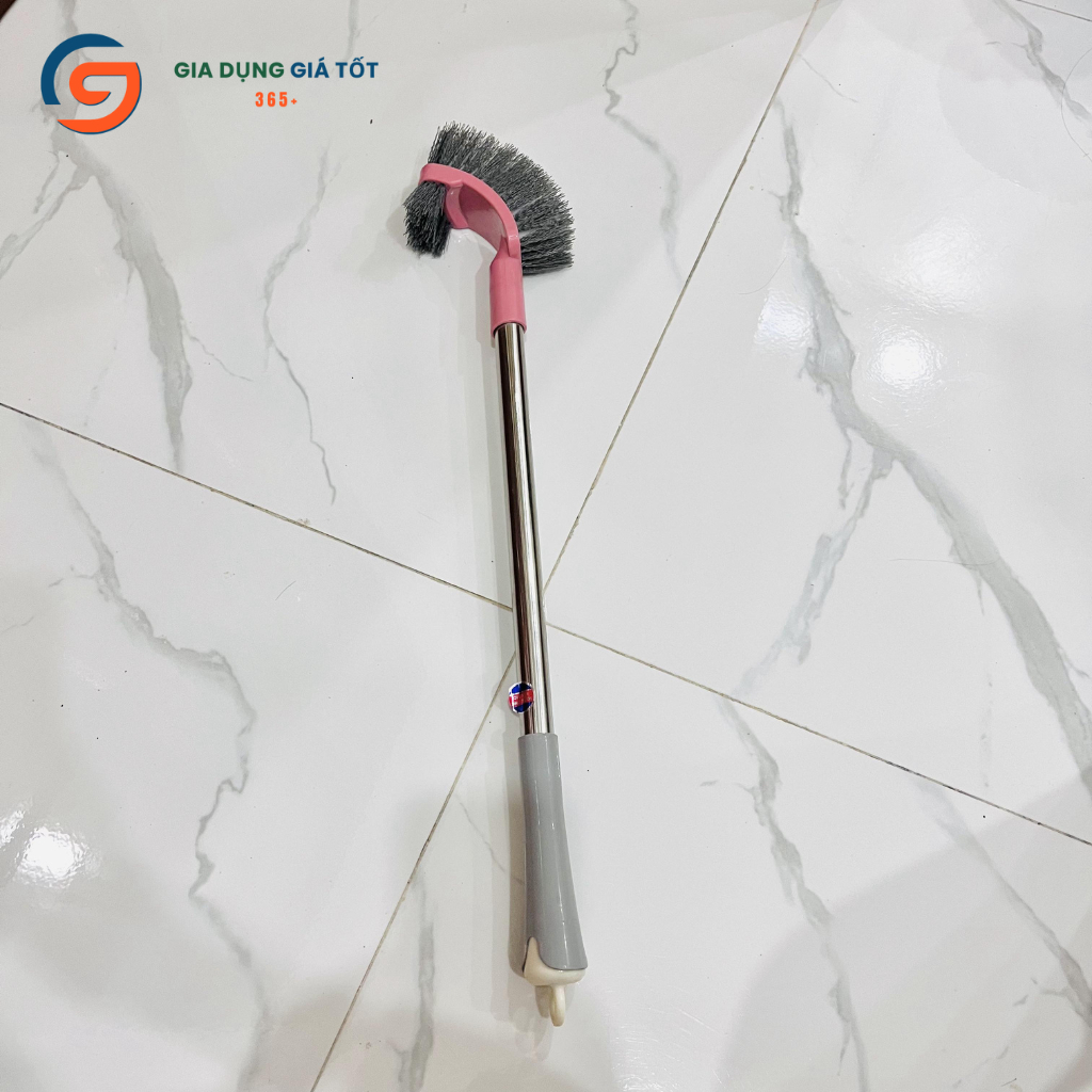 Cọ toilet 2 mặt gập góc có cán dài  - cây chà bồn cầu nhà vệ sinh, bàn chải cọ toilet lông cứng
