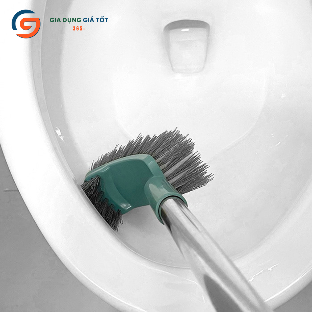 Cọ toilet 2 mặt gập góc có cán dài  - cây chà bồn cầu nhà vệ sinh, bàn chải cọ toilet lông cứng