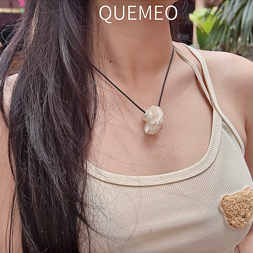 Vòng cổ 1 Ốc Mai Dây Chuyền Đi Biển Phong Cách Boho SUMMER TIME QUEMEO