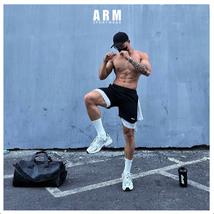 Quần Tập Gym Nam 2 lớp ARM Gym Power Short thoáng khí, thấm hút mồ hôi và khô nhanh, thoải mái vận động