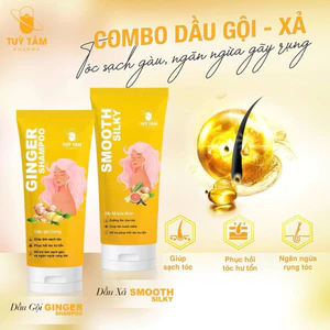 Dầu gội đầu gừng - dầu xả tinh chất sả giúp dưỡng ẩm làm suôn mềm, hỗ trợ phục hồi tóc hư tổn - Tuỳ Tâm pharma 350ml