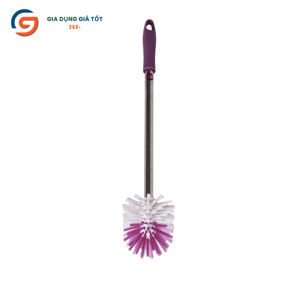Cọ bồn cầu tròn nhựa Song Long - cán inox dài, tay cầm nhựa, chà sạch toilet tiện lợi