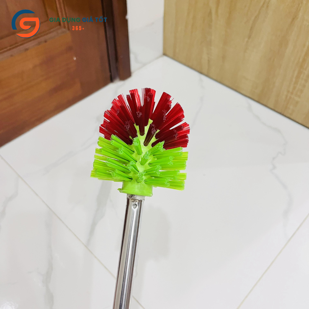 Cọ bồn cầu tròn nhựa Song Long - cán inox dài, tay cầm nhựa, chà sạch toilet tiện lợi
