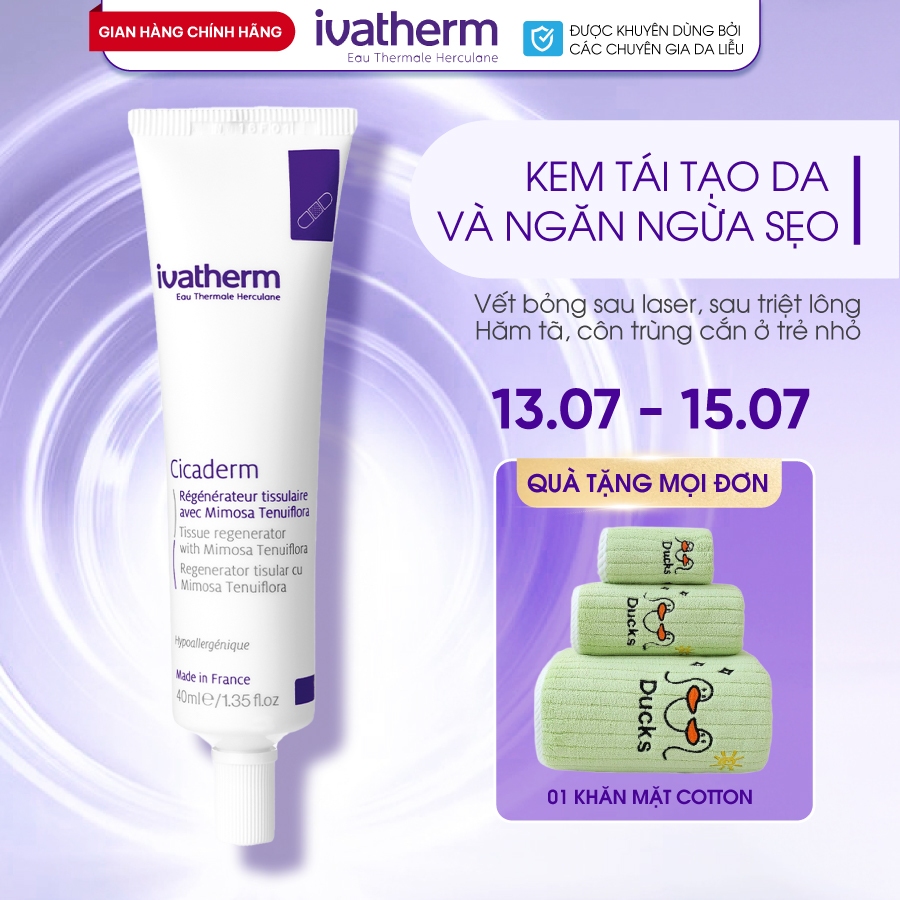 Kem dưỡng phục hồi, tái tạo da ngăn ngừa sẹo Ivatherm Cicaderm Cream ...