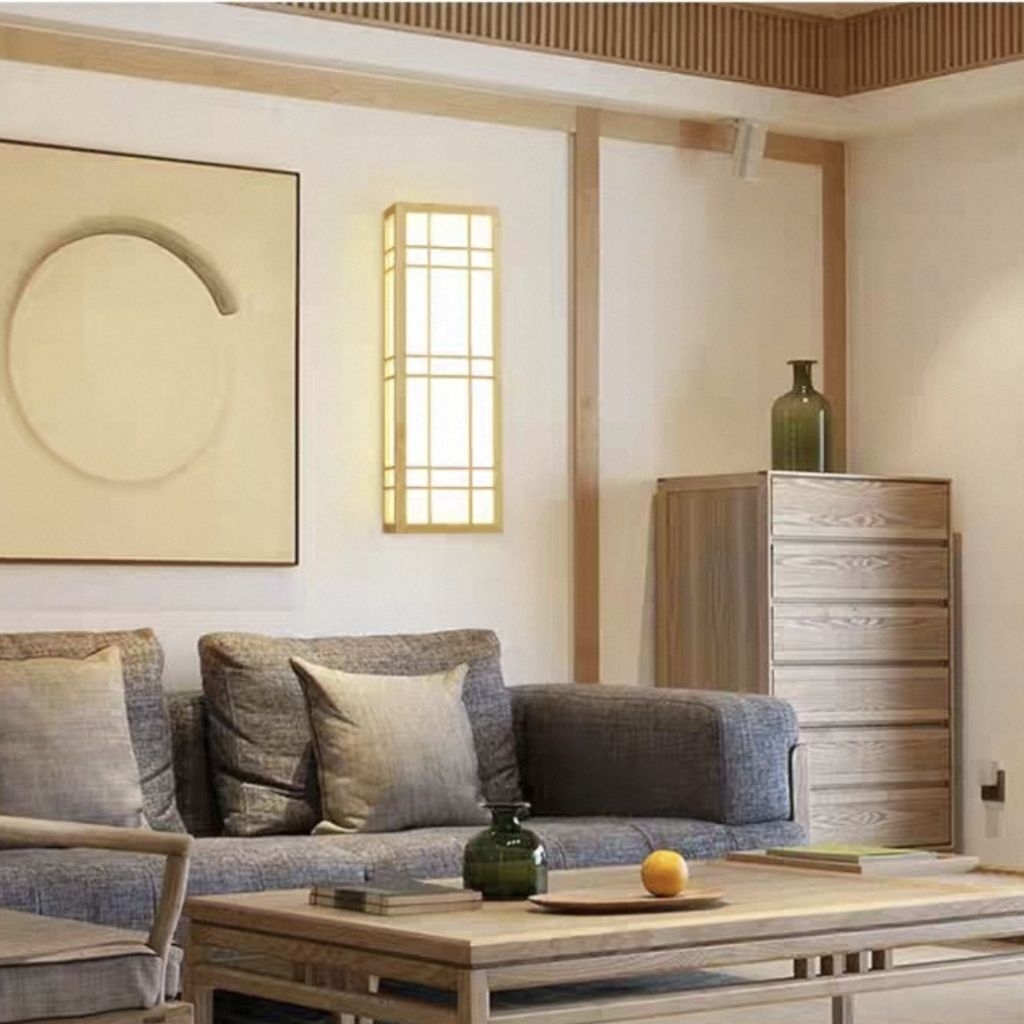 ĐÈN TREO TƯỜNG khung gỗ thông phong cách Nhật đèn led 3 hệ màu