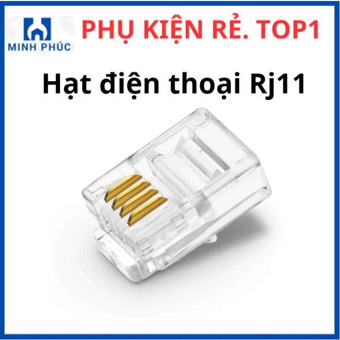 Túi 100 đầu bấm dây điện thoại RJ11, Hạt thoại RJ11 , Đầu bấm RJ11 4 ...