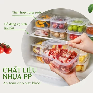 Combo 10 Hộp Nhựa Đựng Thực Phẩm 500ml, Hộp Lạnh Đựng Thực Phẩm, Hộp Thực Phẩm Trong Suốt, Hộp Nhựa