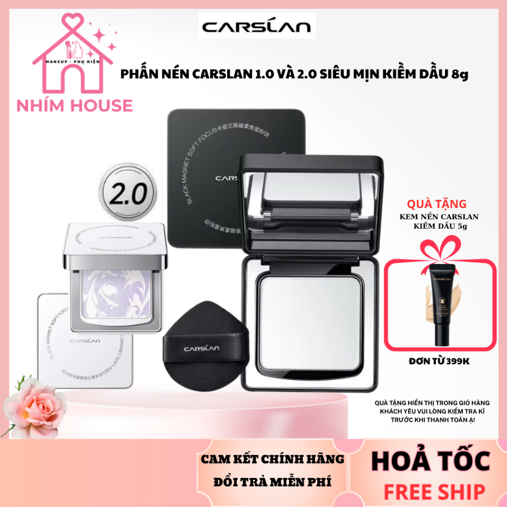 Phấn phủ kiềm dầu CARSLAN dạng nén chống nước mịn lỳ bền suốt ngày dài | NHÍM HOUSE