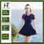DB073 TNH [Size M,L,XL]Bikini đồ bơi đi biển một mảnh dây kéo đen phối xám form váy có quần bảo hộ HAN.T SHOP