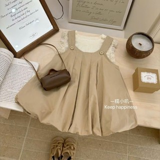 [B&G] Sét váy yếm thô hàn kèm áo thun tăm ba lỗ  mềm mát cho bé gái từ 10-45kg(2-12 tuổi)