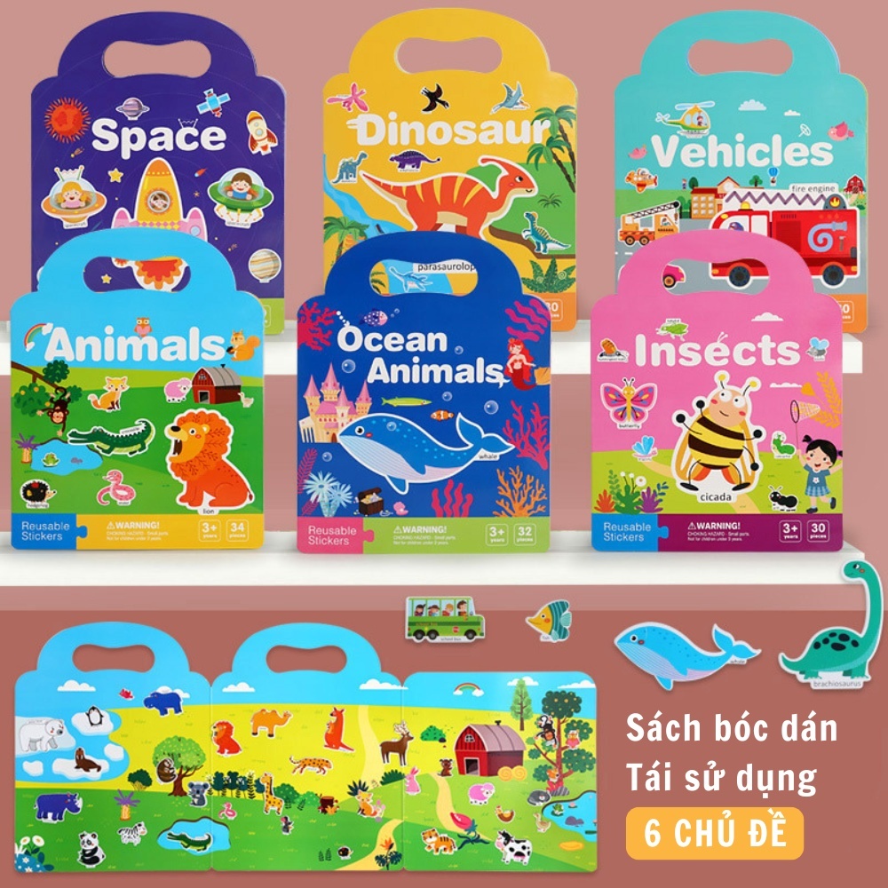 Đồ Chơi Sách Sticker Bóc Dán Tái Sử Dụng – 6 Chủ Đề Cho Bé Vừa Học Vừa Chơi