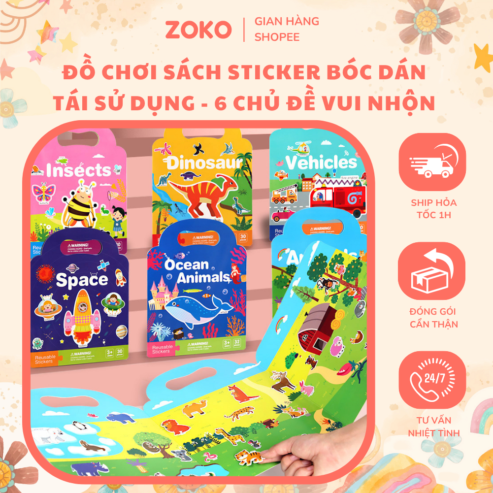 Đồ Chơi Sách Sticker Bóc Dán Tái Sử Dụng – 6 Chủ Đề Cho Bé Vừa Học Vừa Chơi