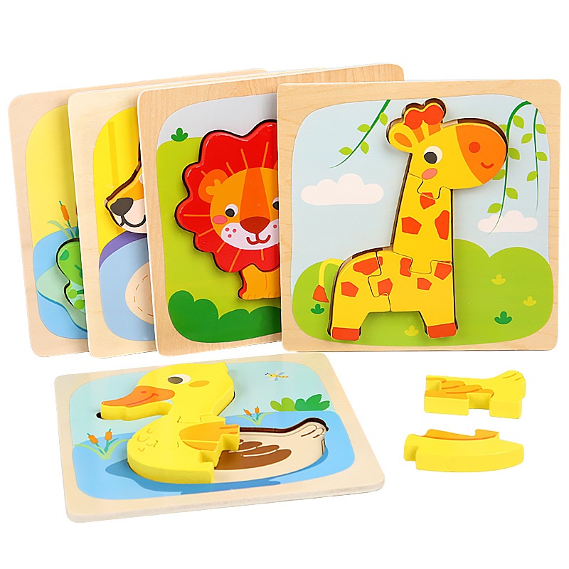 Đồ Chơi Ghép Hình Ghép Hình Gỗ Nổi 3D Hình Động Vật Dễ Thương - Giúp Bé Học Và Nhận Biết Các Con Vật