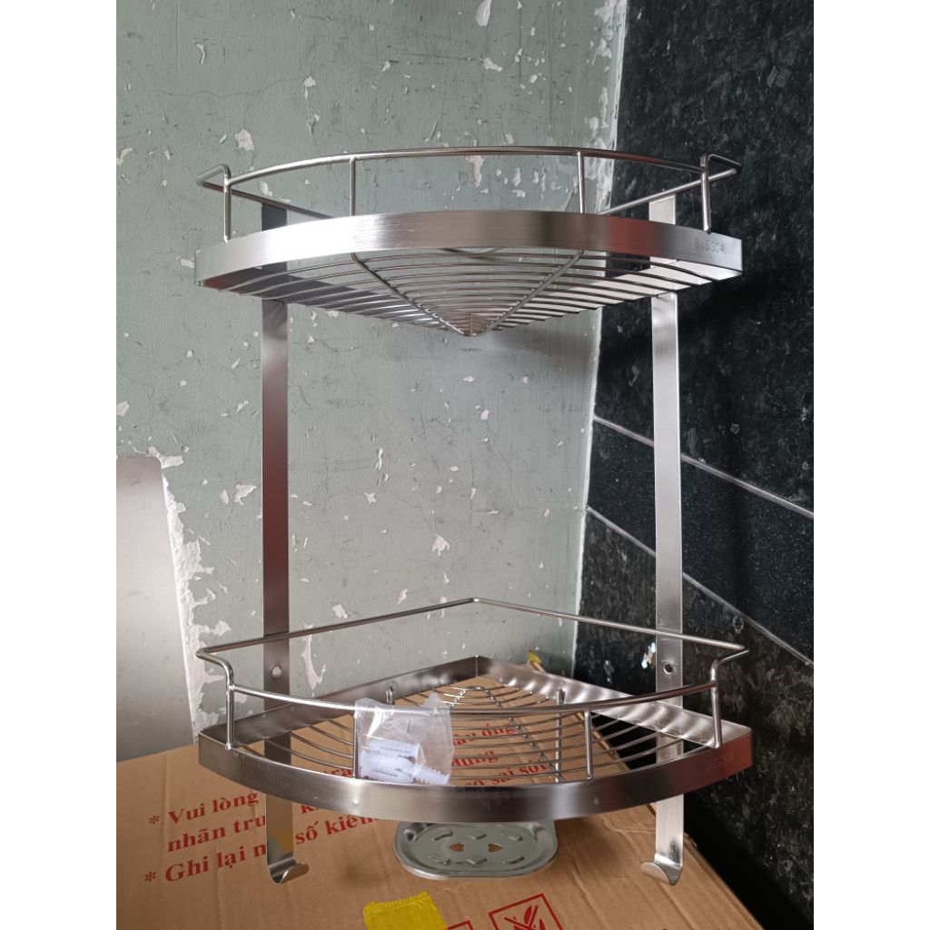 kệ góc tường 2 tầng inox 304 loại dày | Shopee Việt Nam
