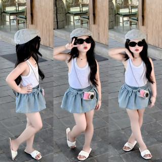 Chân váy jean bé gái Batala kids, VÁY JEAN CẠP NƠ cho bé gái mềm mại thoải mái cho bé từ 10-25kg