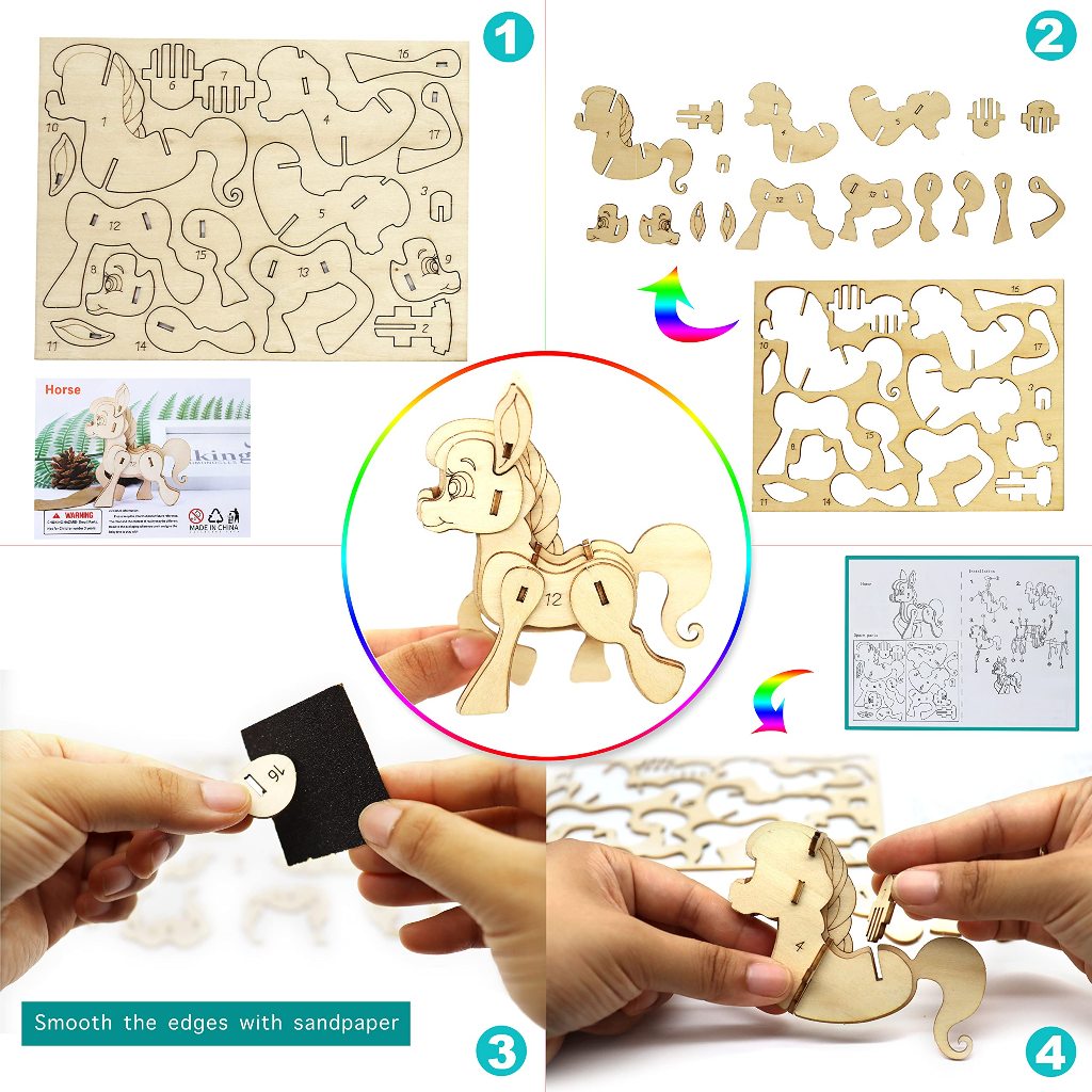 Đồ Chơi Lắp Ráp Mô Hình 3D Con Vật Bằng Gỗ - Đồ Chơi Phát Triển Tư Duy Cho Bé
