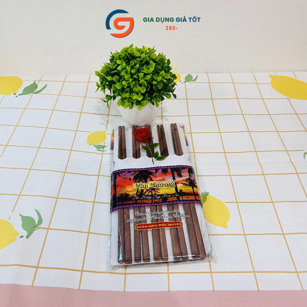Vỉ 10 đôi đũa gỗ tự nhiên chống mốc, đũa chống mối mọt Văn Chương