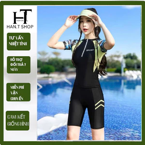 BKN 022 HCM[Size M,L,XL] Sét đồ bơi nữ bikini 2 mảnh tay ngắn quần lững kín đáo cao cấp,co giãn thoải mái, HAN.T Shop