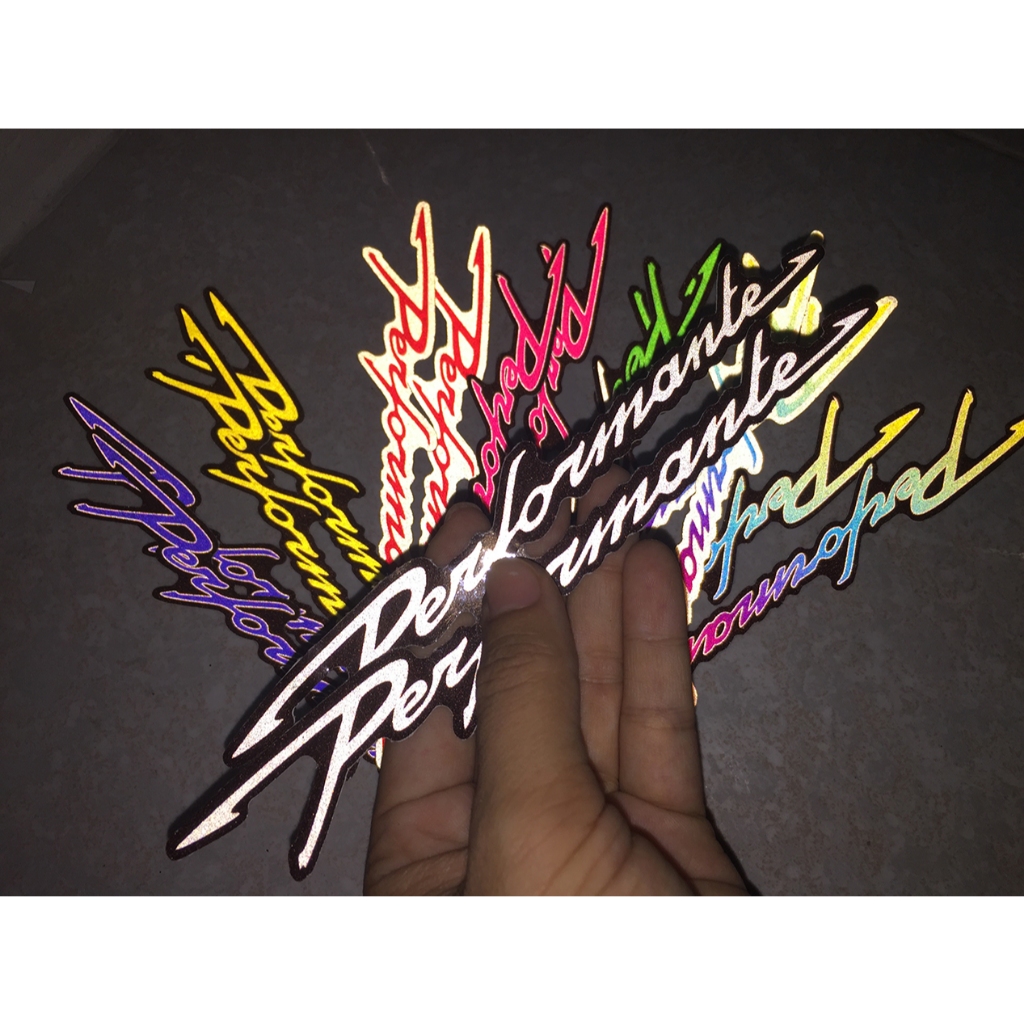 Cặp chữ Performante phản quang [19x2.8cm]. Nhiều màu sắc lựa chọn. Decal logo trang trí xe máy, sticker siêu dính