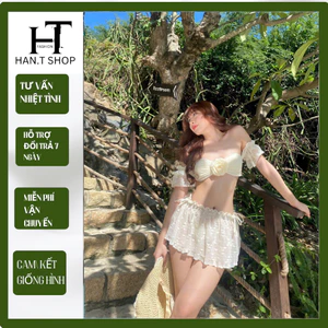Ms 003 bikini đồ bơi đi biển ba món thiết kế TRễ Vai sang chảnh, Hàng Cao Cấp HAN.T SHOP
