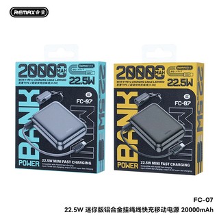 [Có 3C] Pin Dự Phòng REMAX FC-07 20000mAh TypeC PD  22.5W, Kèm cáp C to C, Thiết kế nhỏ gọn - Phụ Kiện Nhất Tín