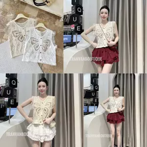 Áo thô boi hoa mềm ren móc sát nách