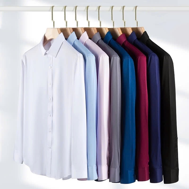Áo sơ mi nam dài tay chất cotton lụa chống nhăn NDK-STORE , sơ mi tay dài basic nhiều màu