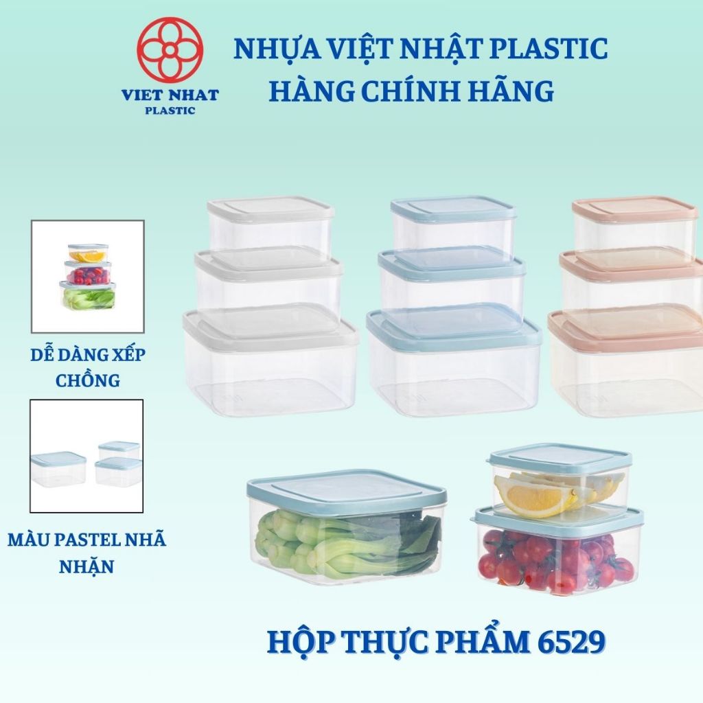 Bộ 3 Hộp Vuông Trong Suốt HOKORI 6529 – Hộp Đựng Thực Phẩm Tiện Lợi, Nhựa Cao Cấp An Toàn, Nắp Kín AMIZIN