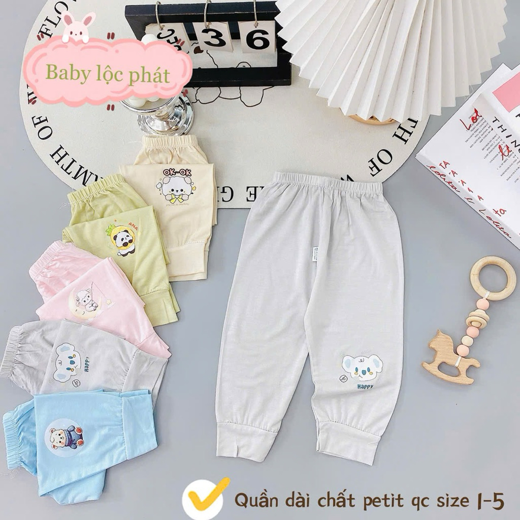 (LKQD 01) [1Q] Quần dài thun lạnh petit mềm mát cho bé trai, bé gái từ 3 đến 14kg