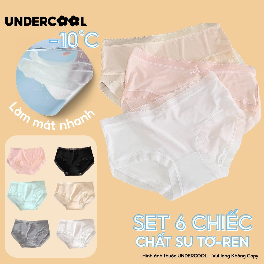 Combo 6 Quần Lót Nữ Lụa Băng Su Tơ Phối Ren Mỏng Mát Lạnh - Không Hằn, Vải khô nhanh, Êm Ái Thoáng Khí CB-QL64