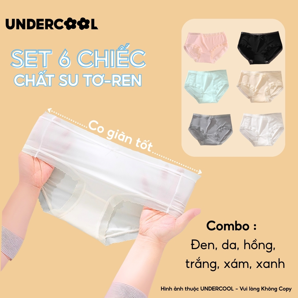 Combo 6 Quần Lót Nữ Lụa Băng Su Tơ Phối Ren Mỏng Mát Lạnh - Không Hằn, Vải khô nhanh, Êm Ái Thoáng Khí CB-QL64