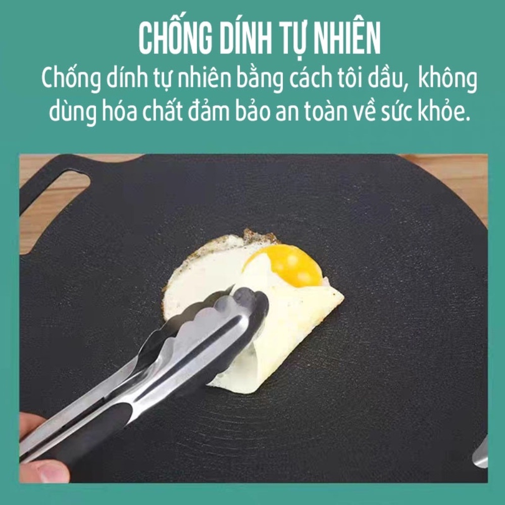 Chảo đá nướng thịt Hàn Quốc chống dính không cần dầu ăn size lớn 34 cm siêu hót