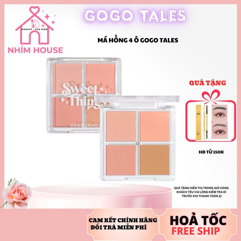 GOGO TALES Bảng Phấn Má Hồng 4 Ô Màu lên chuẩn lâu trôi | NHÍM HOUSE
