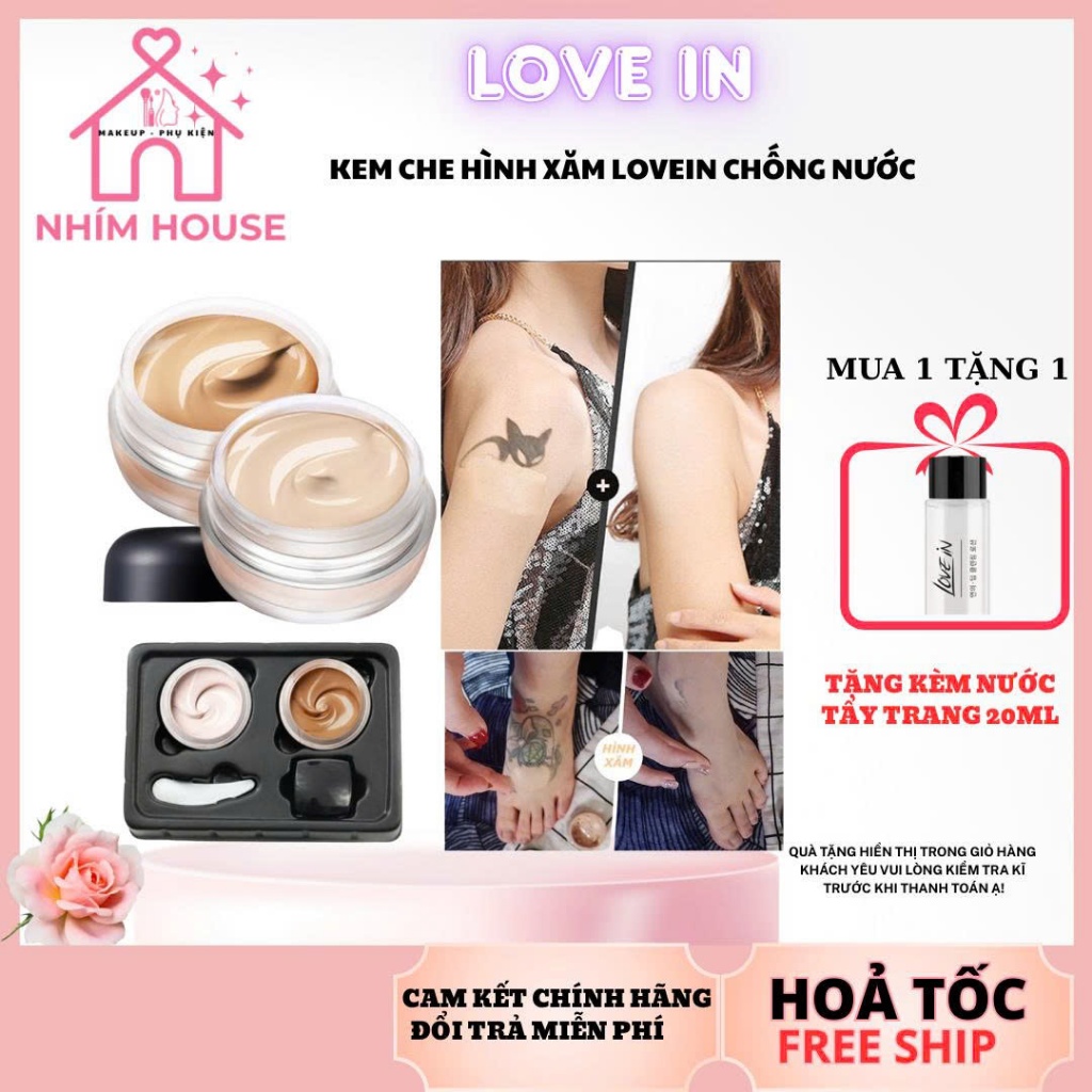 LOVE IN Kem che hình xăm Che khuyết điểm độ che phủ toàn diện, Chống nước | NHÍM HOUSE