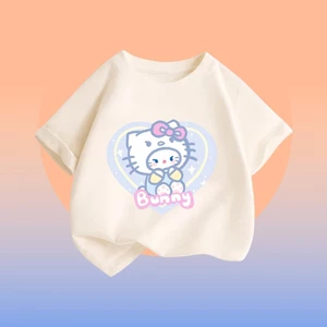 Áo trẻ em tay ngắn – In Kitty mũ Bunny đáng yêu, mặc chơi cả ngày không bí (M 201)