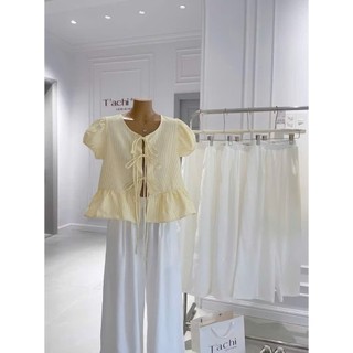 Áo Kiểu Nữ Kẻ Sọc Babydoll Tay Phồng (Tặng Kèm Áo 2 Dây Trắng) Chất Đũi WAK019