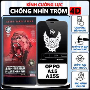 Kính cường lực Oppo A15/A15s chính hãng KINGKONG, bảo vệ màn hình toàn diện, chống va đập tốt.
