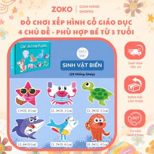 Đồ Chơi Xếp Hình Giáo Dục Sớm Bằng Gỗ Cho Bé - Chủ Đề Động Vật, Phương Tiện Giao Thông Kèm Hộp