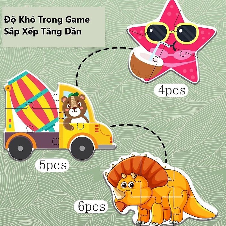 Đồ Chơi Xếp Hình Giáo Dục Sớm Bằng Gỗ Cho Bé -  Chủ Đề Động Vật, Phương Tiện Giao Thông Kèm Hộp